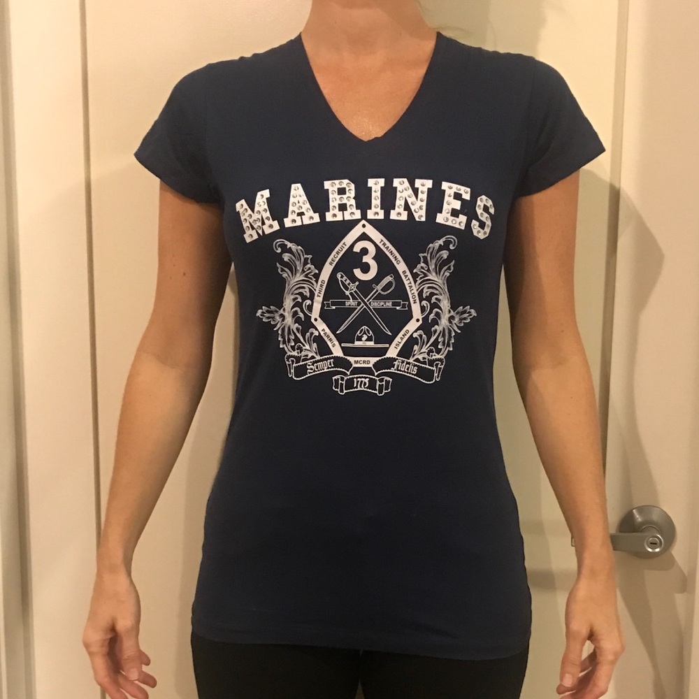 🇺🇸 NWT • MARINES NAVY BLUE RHINESTONE TSHIRT